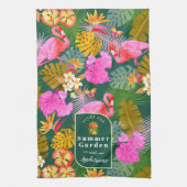Flamingo Garden Dark Green Geschirrtuch (Vertikal)