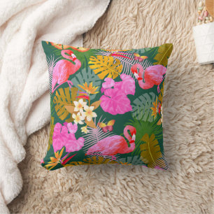 Flamingo Garden Dark Green Kissen