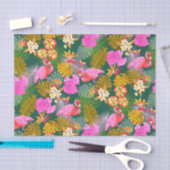 Flamingo Garden Dark Green Seidenpapier (Handwerk)