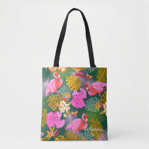Flamingo Garden Dark Green Tasche