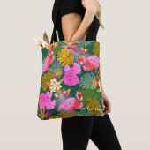 Flamingo Garden Dark Green Tasche (Von Nahem)