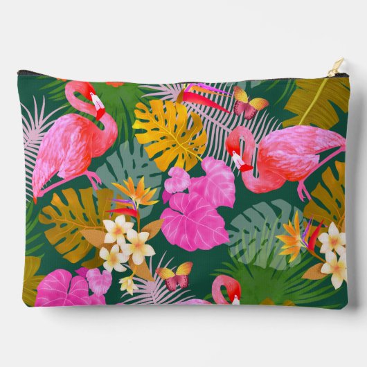 Flamingo Garden Dark Green Zubehörtasche (Rückseite)