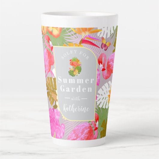 Flamingo Garden Gray Milchtasse (Vorderseite)