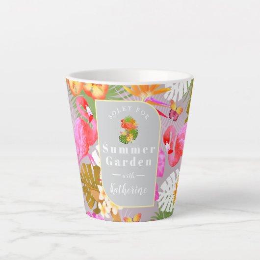 Flamingo Garden Gray Milchtasse (Vorderseite)