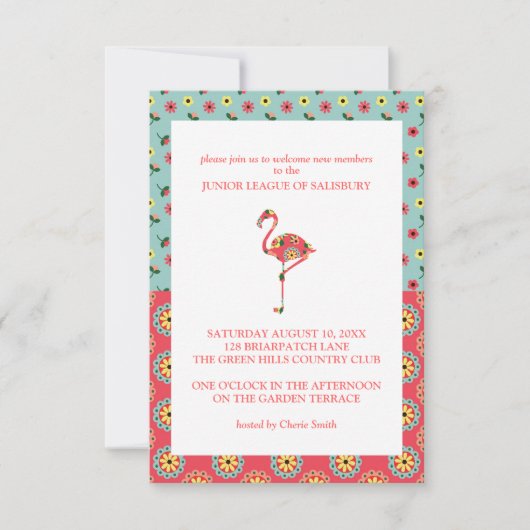 Flamingo Garden Party Einladungen (Vorderseite)
