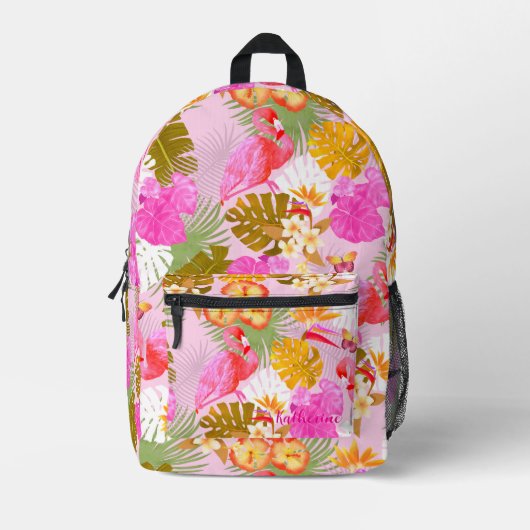 Flamingo Garden Pink Bedruckter Rucksack (Vorderseite)