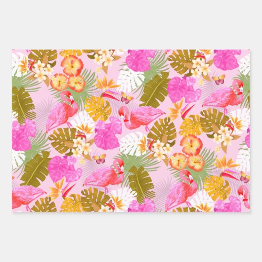 Flamingo Garden Pink Geschenkpapier Set (Vorderseite 3)