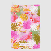 Flamingo Garden Pink Golfhandtuch (Vorderseite)