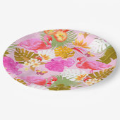 Flamingo Garden Pink Pappteller (Schrägansicht)