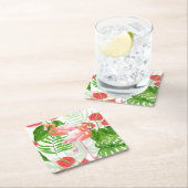 Flamingo Garden Rechteckiger Pappuntersetzer (Vor Ort)