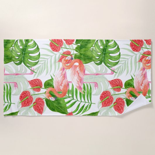 Flamingo Garden Strandtuch (Vorderseite)