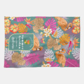 Flamingo Garden Turquoise Geschirrtuch (Horizontal)