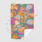 Flamingo Garden Turquoise Golfhandtuch (Insitu)
