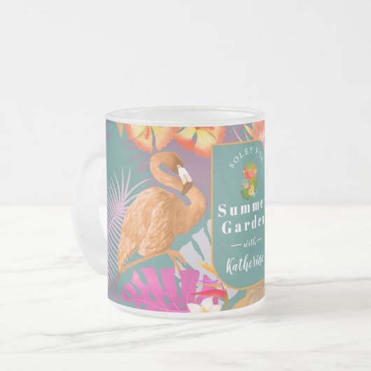 Flamingo Garden Turquoise Mattglastasse (Vorderseite Links)