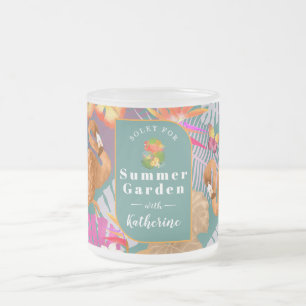 Flamingo Garden Turquoise Mattglastasse