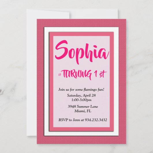 Flamingo-Geburtstag Einladung (Rückseite)