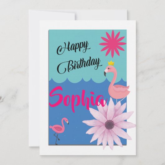 Flamingo-Geburtstag Einladung (Vorderseite)