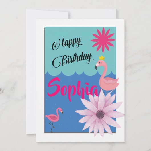 Flamingo-Geburtstag Einladung (Vorderseite)