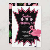 Flamingo-Geburtstag Einladung (Vorne/Hinten)