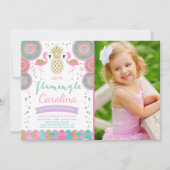 Flamingo Geburtstag Einladung Topisches Party Einl (Vorderseite)