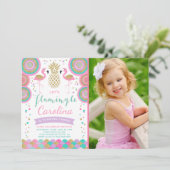 Flamingo Geburtstag Einladung Topisches Party Einl (Stehend Vorderseite)