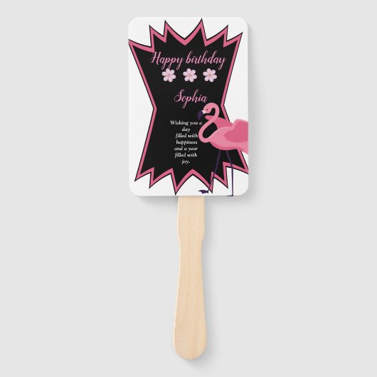 Flamingo-Geburtstag Fächer (Vorderseite)