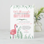 Flamingo GEBURTSTAG Party Einladung (Stehend Vorderseite)