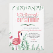 Flamingo GEBURTSTAG Party Einladung (Vorne/Hinten)