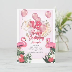 Flamingo Geburtstag Tropical 18. Geburtstag Sommer Einladung