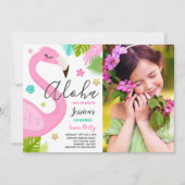 Flamingo-Geburtstags-Einladung hawaiisches Luau Einladung (Vorderseite)