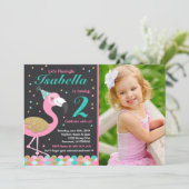 Flamingo-Geburtstags-Einladungs-aktuelles Einladung (Stehend Vorderseite)
