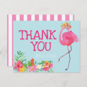 Flamingo-Geburtstags-Party danken Ihnen, Dankeskarte (Vorne/Hinten)