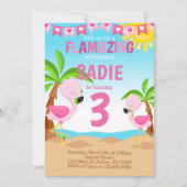 Flamingo-Geburtstags-Party Einladung laden ein (Vorderseite)