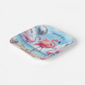 Flamingo-Geburtstags-Strandparty Pappteller (Gewinkelt)