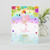 Flamingo-Geburtstagseinladung Einladung (Stehend Vorderseite)