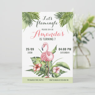 Flamingo-Geburtstagseinladung Lass uns Flamingle f Einladung
