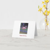 Flamingo Geburtstagsgrüße Karte (Gelbe Blume)