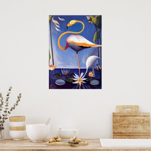 Flamingo, Gemälde von Joseph Stella Poster (Küche)