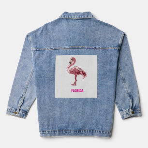Flamingo gemalter pinker Flamingo Jeansjacke
