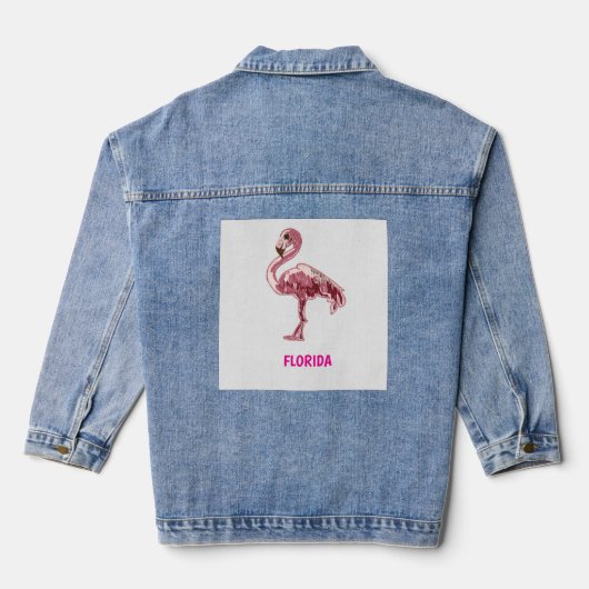 Flamingo gemalter pinker Flamingo Jeansjacke (Rückseite)