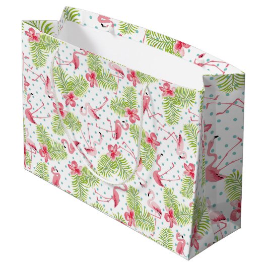 Flamingo-Geschenk-Tasche Große Geschenktüte (Rückseite Schrägansicht)
