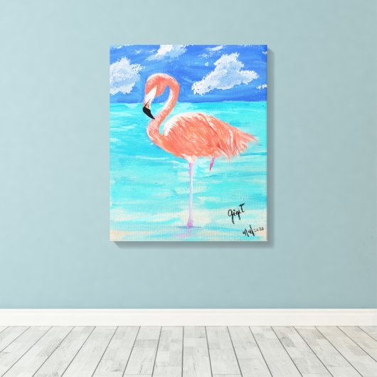 Flamingo, gestreckte Leinwand 16x20 (Insitu (Holzboden))