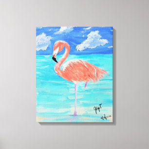 Flamingo, gestreckte Leinwand 16x20