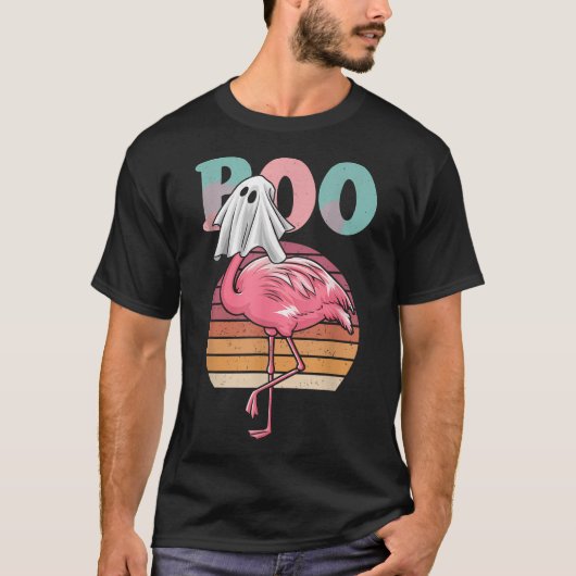 Flamingo Ghost Boo Pink Halloween Costume Flamingo T-Shirt (Vorderseite)