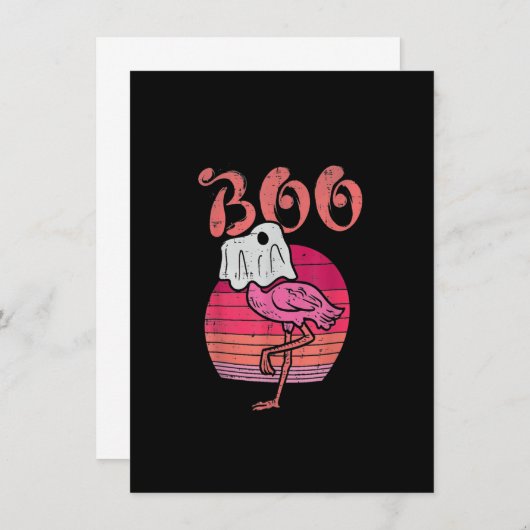 Flamingo Ghost Boo Pink Sunset Retro Halloween Bir Einladung (Vorne/Hinten)