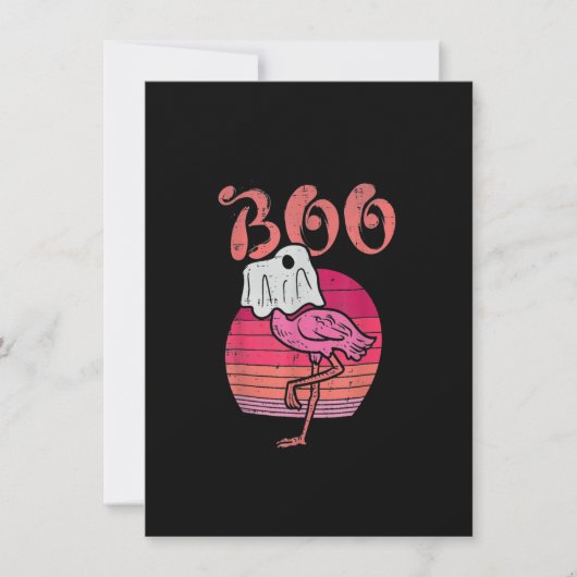 Flamingo Ghost Boo Pink Sunset Retro Halloween Bir Einladung (Vorderseite)