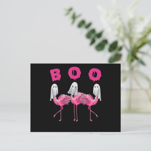 Flamingo | Ghost Flamingo Boo Halloween-Kostüm Einladungspostkarte (Stehend Vorderseite)