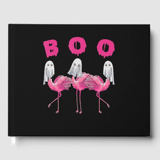 Flamingo | Ghost Flamingo Boo Halloween-Kostüm Gästebuch (Vorderseite)
