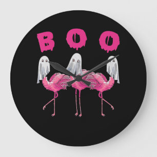 Flamingo   Ghost Flamingo Boo Halloween-Kostüm Große Wanduhr
