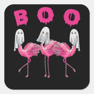 Flamingo   Ghost Flamingo Boo Halloween-Kostüm Quadratischer Aufkleber